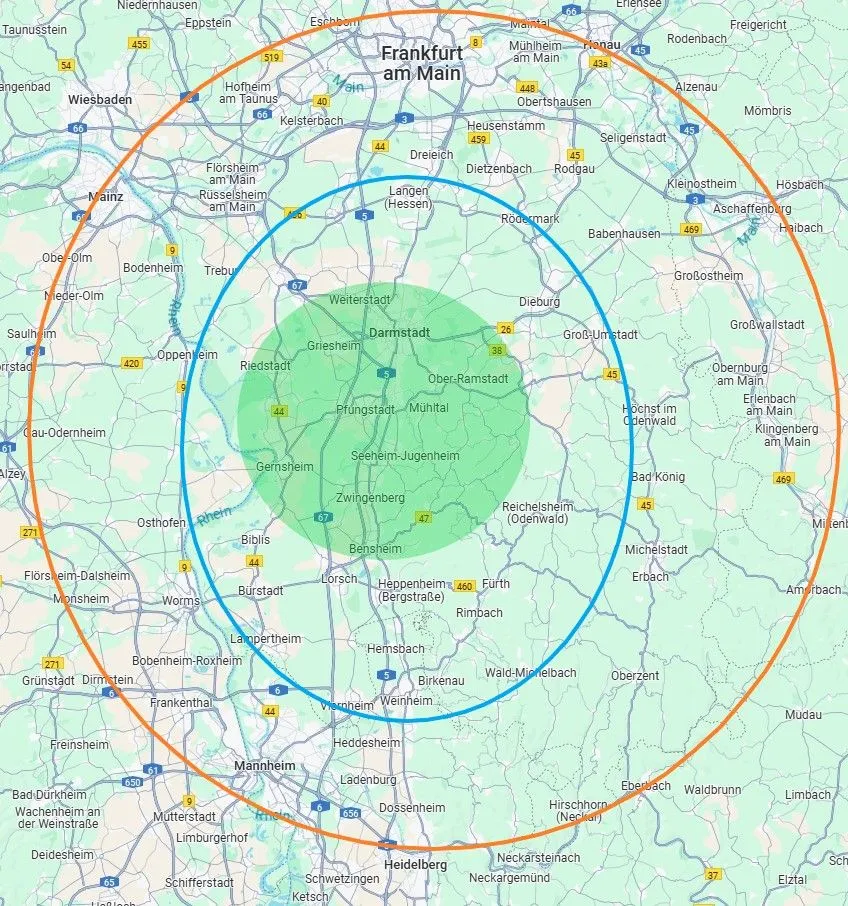 Liefergebiet von da-sound Veranstaltungstechnik